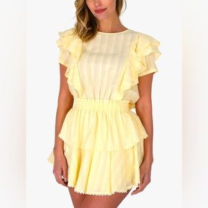 Shabby Chic Ruffle Butter Yellow Mini Dress SZ L